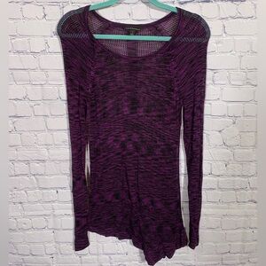 Rock & Republic Womens Sheer Mesh Long Sleeve Top Purple Black Size M Whimsigoth